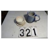 Crock Pitcher, Ironstone Bowl & Plate