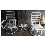 2 Patio Swivel Chairs W/Cushions & Table