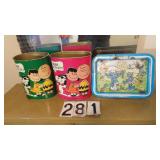Peanuts Trash Cans & Smurf TV Tray