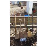 Round Point & Flat Shovels & Broom\