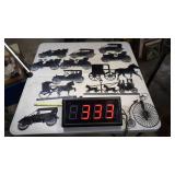 12 Metal Cars,horses Bicycle Etc
