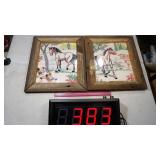 2) Embroideryed Horses Framed