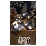 3) Revere Ware Skillets, Dutch Oven W/Lid