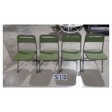 4 Green Plastic Folding Chairs