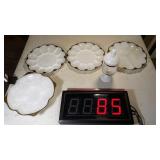 2) Milk Glass Egg Plates, Divided Plate, +