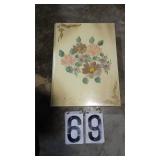 Floral Wooden Box W/Key