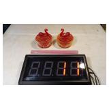 Geannette Glass Amberina Swan Covered Dish