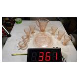 Vintage Jeannette Pink Poinsettia Juice Set +
