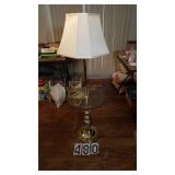 Brass Floor Lamp W/Glass Tray