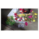 Tote Of Artificial Flowers & Headstone Saddles