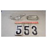 Anchor Hocking Butter Dish & Gravy Boat