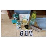 3) Bird Houses, Barometer, Rope Lighted Jar
