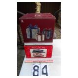 Snowman Candle Holder, 3)Lighted Gift Boxes