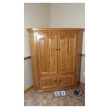 Corner Oak TV Cabinet W/Storage 52'x28'x60'