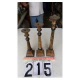 3) Weighted Wood & Metal Candle Sticks