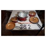 10 Piece Red Copper Cookware Set
