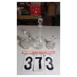 2) Cruets, 1) Decanter