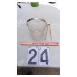 Glass Ice Bucket W/Metal Handle & Tongs