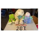 2 Stuffed Rabbits & Stuffed Frog