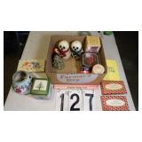 Box Of Misc. Christmas Candles & More