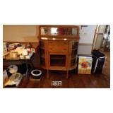 Antique Oak Mirrored Buffet Server