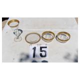Assorted Gold Rimmed Glass Pieces
