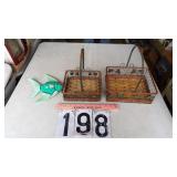 2) Small Baskets, Ceramic Fish