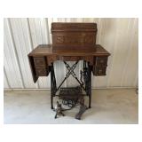 Vintage White Sewing Machine, Cabinet & Contents Vintage White Sewing Machine, Cabinet & Contents