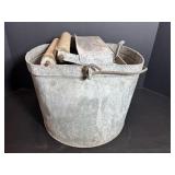 Vintage Metal Wash Bucket with Wringer Vintage Metal Wash Bucket with Wringer