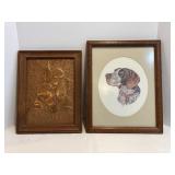 Framed dog print by Cruwys 1982 12.5" x 15.5"...