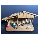 Vtg Musical wooden nativity scene 11"W x 4.5" D...