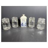 Vtg Germany spice jar & clear jars 4"