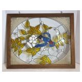Vtg framed hummingbird like stained glass 22" ...