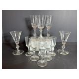 Glass Stemware (6) 4"H, (2) 5"H & ...