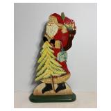 Vtg Wood painted Santa 16"H