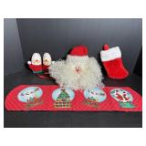 Christmas Santa face & misc holiday decorations