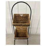 Wrought iron stand with wicker baskets 15" x ...