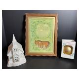 Vtg framed nativity scene 9.5"W x 13"H & misc