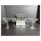 Glass stemware  (2) with etch design & ...