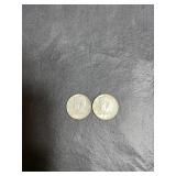 1964 (2) Kennedy half dollars no mint mark