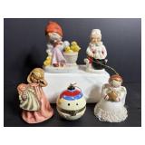 Vtg Occupied Japan Girl with baby chickes & misc