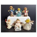 Vtg Christmas angel figurines (x6) 2" 2.5"H