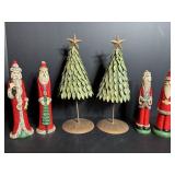 Santa figurines 7"H (x4) & metal Christmas...