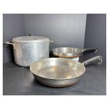12" Revere Ware skillet, smaller unmarked...