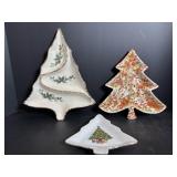 Ceramic Christmas tree candy dishes (x3)