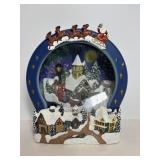 Vtg Christmas scene plastic snow globe 10.5"H..