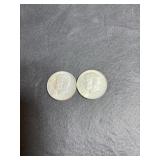 1964 (2)  Kennedy half dollars no mint mark