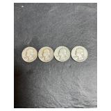 1942, 1944, 1947 & 1952 Quarters - no mint mark