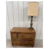Cabinet 36" x 16" x 30" & brass lamp 36"H...