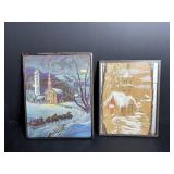 Vtg German embossed die-cut of a winter..